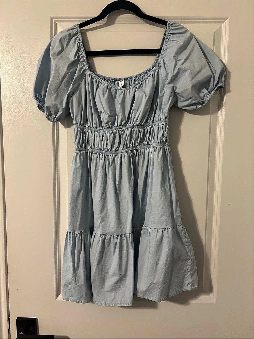 BP. Tiered Puff Sleeve Dress Mini in Blue Small